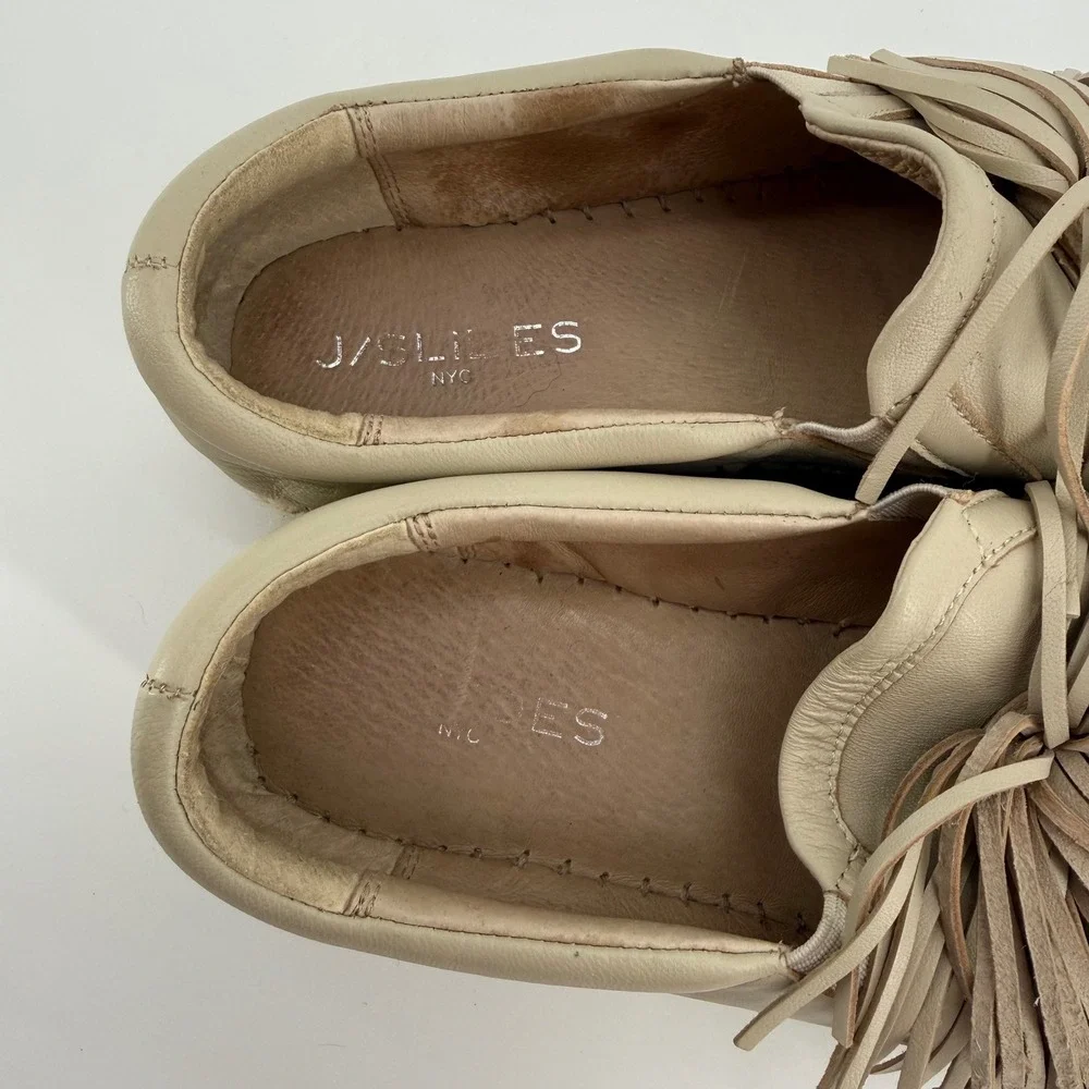 J/Slides Raoul Womens Sand‎ Leather Tassel Espadrille Platform Sneakers Size 9
